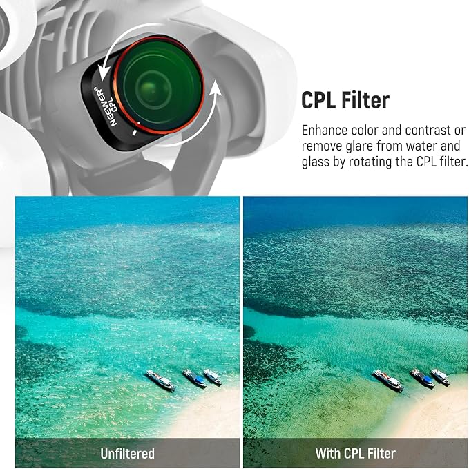 NEEWER ND Filter Set Compatible with DJI Mini 4 Pro, 6 Pack Multicoated HD Optical Glass ND8 ND16 ND32 ND64 ND128 CPL Circular Polarizing Neutral Density Filter Drone Accessories, 2X Cleaning Cloth - Image 3