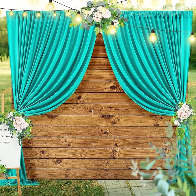 30 ft x 10 ft Wrinkle Free Turquoise Backdrop Curtains for Parties, Thick Polyester Teal Photo Backdrop Drape Panel for Wedding Mermaid Birthday Photography Background Party Backdrop Stand - Image 7