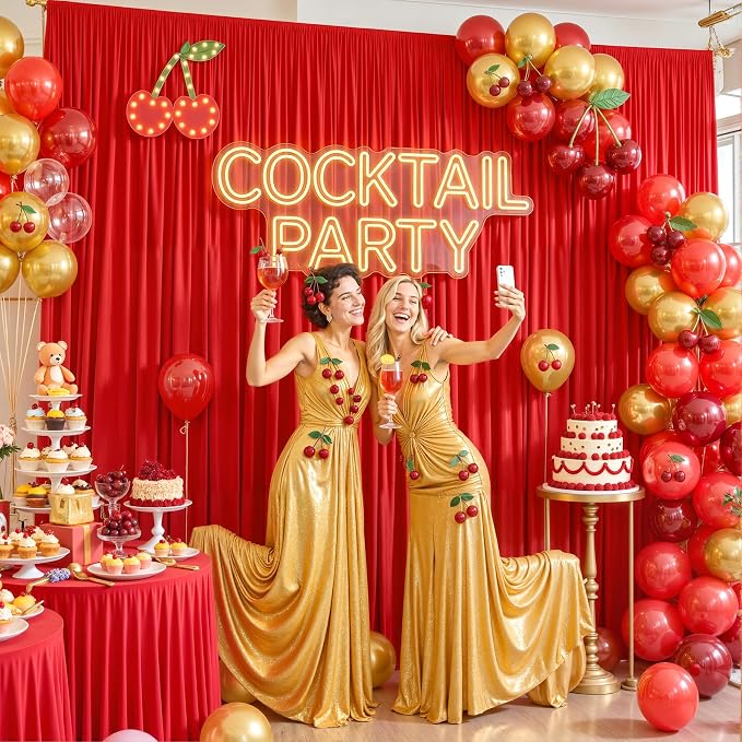10 Panels Red Backdrop Curtains for Wedding Party Wrinkle Free Backdrops Curtain Drapes Fabric Decorations Photo Back Drop Cloth for Baby Shower Photography Stage Reception 50ft(W) x 12ft(H) - Image 8