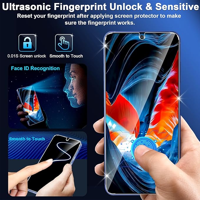 firtstnow 3 Pack Privacy Screen Protector for Samsung Galaxy S26 Tempered Glass + 2 Pack Camera Lens Protector, True 25°Anti Spy, 9H+ Hardness, Fingerprint Unlock, Case Friendly Bubble-Free 6.3 Inch - Image 6