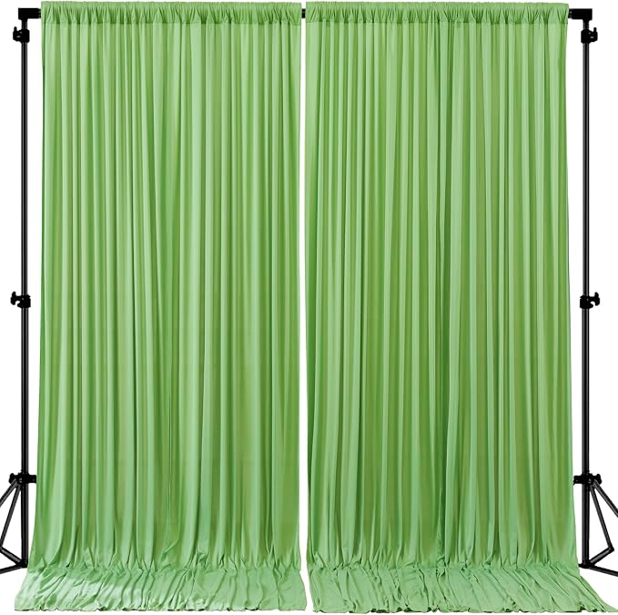 24ftx10ft Wrinkle Free Green Backdrop Curtain - 10 Feet Photography Backdrop Drapes, Silky Polyester Back Drop Cloth for Wedding Baby Shower Balloon Arch Background by Unknown