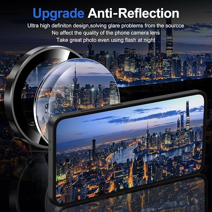 for Samsung Galaxy S24 Camera Lens Protector, Individual Metal Ring Tempered Glass Lens Cover, [Strong Adsorption] Scratch Resistant Ultra-Thin HD Clear Lens Cover, 1 Set-Black Ring - Image 4
