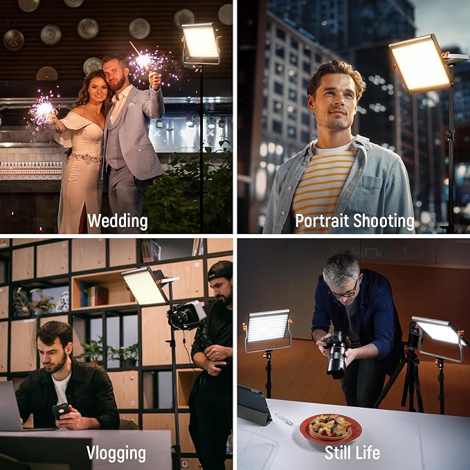 Neewer 2 Packs Dimmable Bi Color 480 LED Video Light Kit, 3200~5600K CRI 96+ LED Panel with U Bracket, 75 inches Tripod Light Stand for YouTube Recording Studio Photography Streaming Key Lighting - Image 6