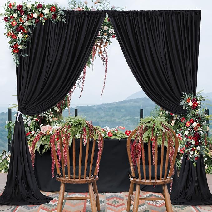 Black Backdrop Curtain 2 Panels-Wrinkle-Free Black Curtains Polyester Photography Drapes for Wedding Birthday Party Photo Background Backdrop Stand- 8 X10FT - Image 7
