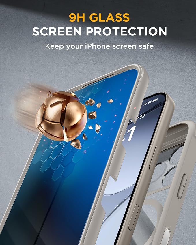 Miracase for iPhone 17 Pro Max Case with Privacy Screen Protector, Titanium | Compatible with MagSafe, 360° Full Body Protection, Full Camera Protection, Military-Grade Shockproof Phone Case 6.9" - Image 4