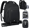 RAINSMORE Camera Backpack Camera Bag for Photographer DSLR SLR Mirrorless Camera Cases with Waterproof Rain Cover & Laptop Compartment Fit 15.6 Inch Laptop,Anti Theft Travel photography backpack,Black by RAINSMORE