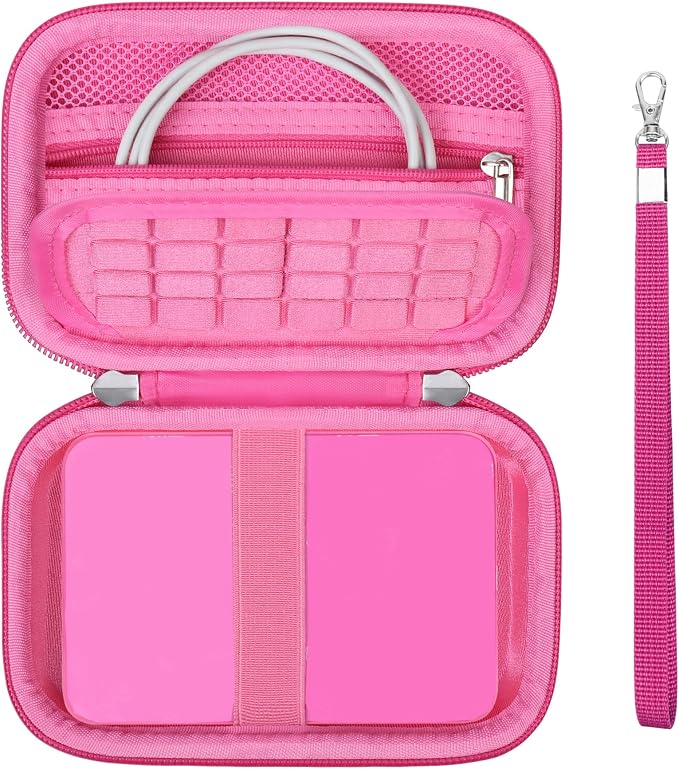 Hard Carrying Case for Kodak x Barbie Instant Smartphone Barbie Photo Printer, Zipper Mesh Pocket for USB Cable, Photo Paper, Pink by Supmay