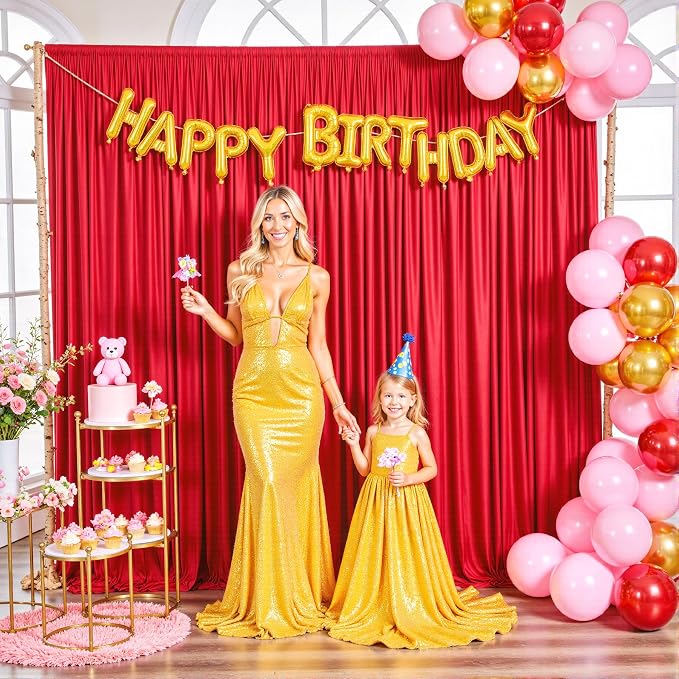 8 Panels Red Backdrop Curtain for Parties Wedding Wrinkle Free Red Photo Curtains Backdrop Drapes Fabric Decoration for Christmas Birthday Party Baby Shower 40ft(W) x 10ft(H) - Image 9