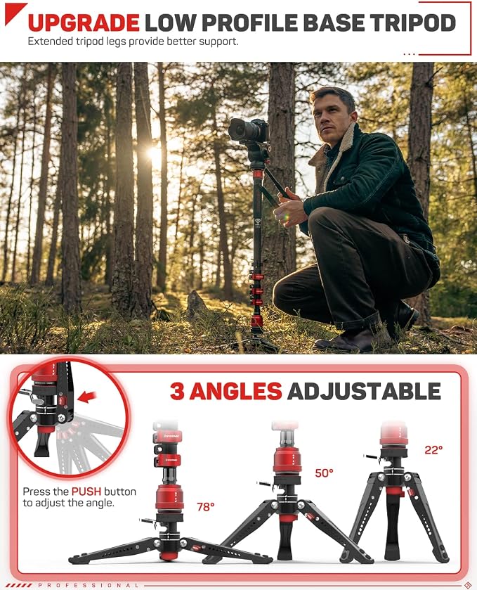 IFOOTAGE Cobra 3 C180F-P + K5S Fluid Head Carbon Fiber Monopod | Monopod with Feet for DSLR Cameras Canon Nikon Sony Olympus Panasonic, Maximum Height 71", Payload 17.64Lbs/8KG - Image 7