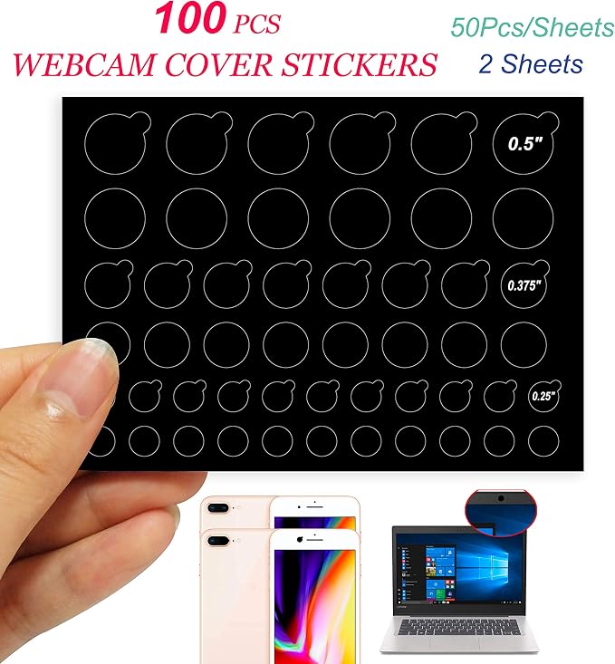 TINGYI Webcam/Camera Covers Privacy Stickers for Lens Privacy Protection- 3 Sizes 2 Styles - 100 Black Ultra Glossy Privacy Stickers -Removable and Reusable Laptop's Webcam Sticker - Image 6