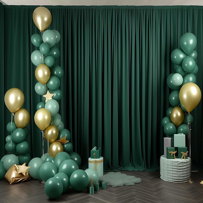 Hunter Green Backdrop Curtain-Wrinkle-Free Polyester Fabric Green Photography Curtains for Wedding Party Photo Background Decorations- 24 X10FT (Hunter Green) - Image 9