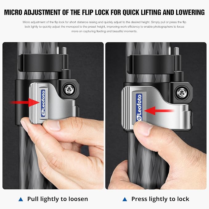 LEOFOTO Carbon Fiber Camera Monopod Waterproof Lock Maxload 40kg MPC-366C - Image 3
