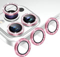 AGVEE 3+3 6 Pack for iPhone 14 Pro & Max Camera Lens Protector Cover | Individual Bling Diamond & Bling Glitter Sparkle Cute Gem Metal Ring, 9H Tempered HD Glass by AGVEE