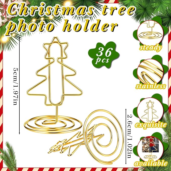 AmazingSpark 36 Pcs 2026 Graduation Gold Photo Holders for Table Centerpieces Metal Photo Holder Gold Picture Display Stands Menu Memo Clips for Graduation Party Table Decoration Supplies(Tree) - Image 2