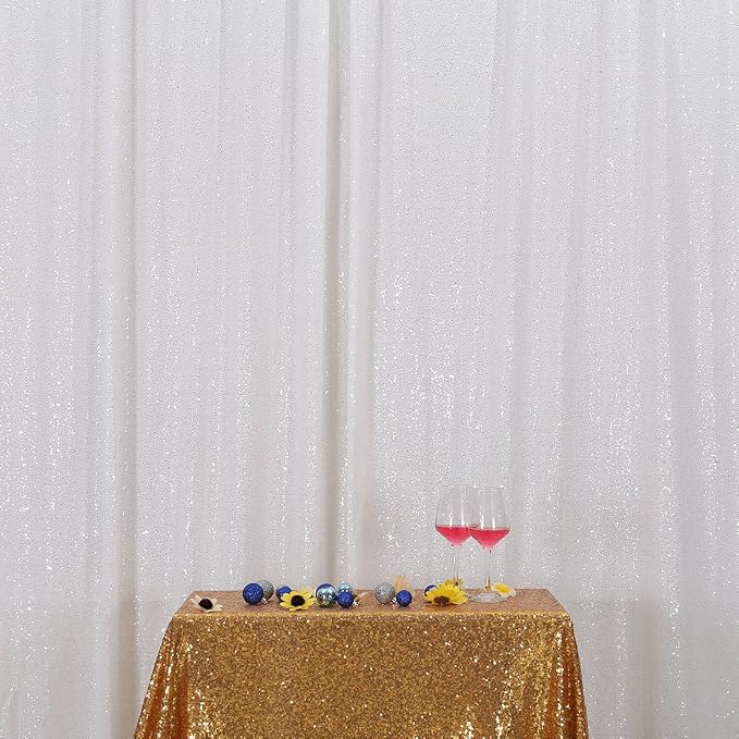 Poise3EHome 7FT x 7FT Sequin Photography Backdrop Curtain for Party Decoration, White by Poise3EHome