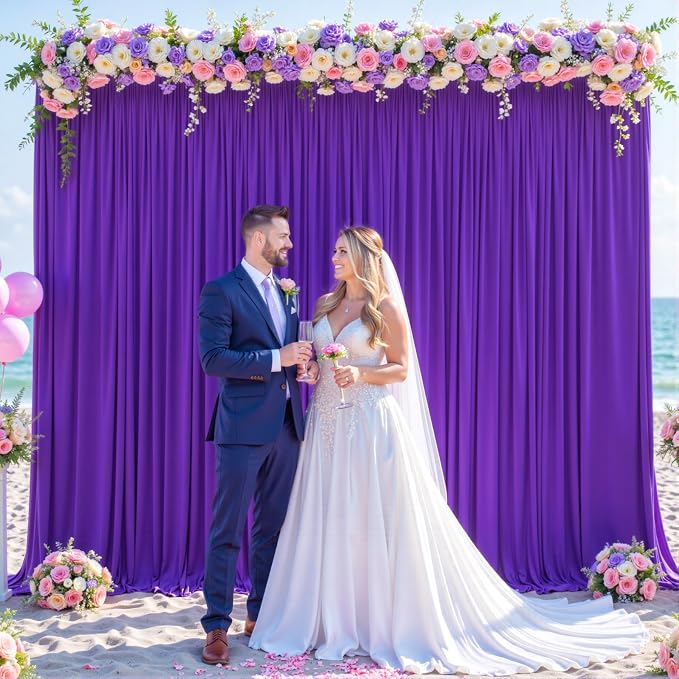 4 Panels Purple Backdrop Curtain for Parties Wedding Wrinkle Free Purple Photo Curtains Backdrop Drapes Fabric Decoration for Birthday Party Photography 20ft(W) x 10ft(H) - Image 8