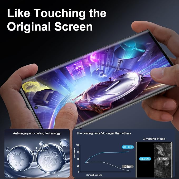WILLONE 3 Pack for Samsung Galaxy S24 Ultra Privacy Screen Protector | With Installation Frame, Anti Spy Private Tempered Glass, Fingerprint Unlock, HD Clear, Phone Case Fit - Image 9
