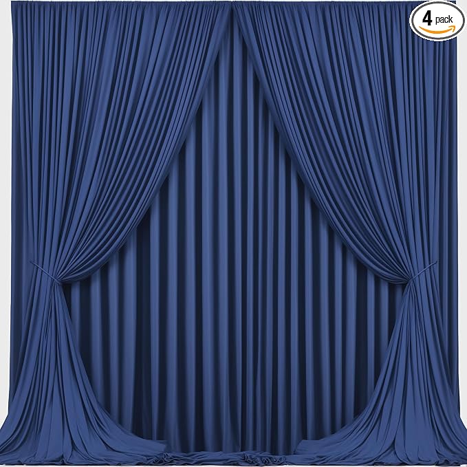 Navy Blue Backdrop Curtains - Wrinkle-Free Polyester Photography Drapes for Wedding, Baby Shower, Birthday, Graduation Party Decorations - 16 X 10FT by WishCare