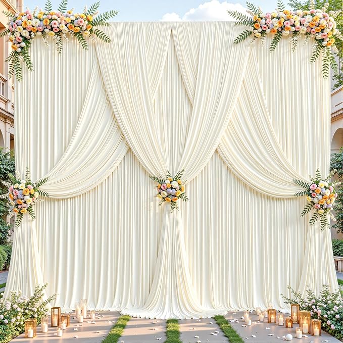 40ftx10ft Wrinkle Free Ivory Backdrop Curtain - 10 Feet Photography Backdrop Drapes, Silky Polyester Back Drop Cloth for Wedding Baby Shower Balloon Arch Background - Image 8