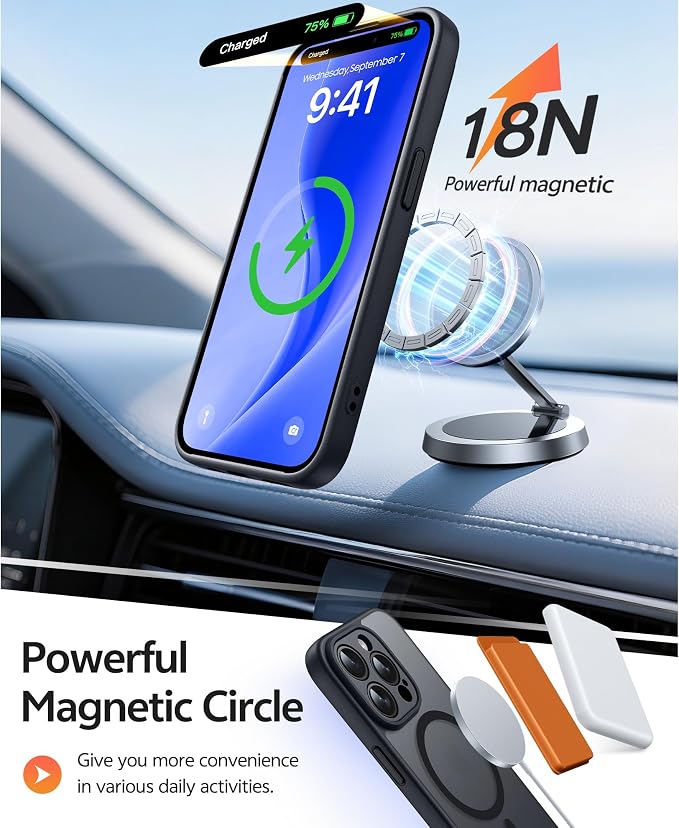 FNTCASE for iPhone 14 Pro Max Case, Fit for Magsafe, Glass Screen Protector | Full Camera Protection, Translucent Matte, 14FT Military Grade Drop Proof, Shockproof Protective Phone Cover, Black - Image 3