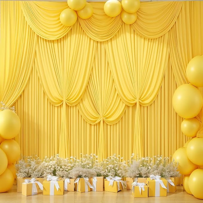 Yellow Backdrop Curtains-Wrinkle-Free Polyester Photography Drapes Party Curtain Background for Baby Shower Wedding Decorations- 16 X10FT (Yellow) - Image 5