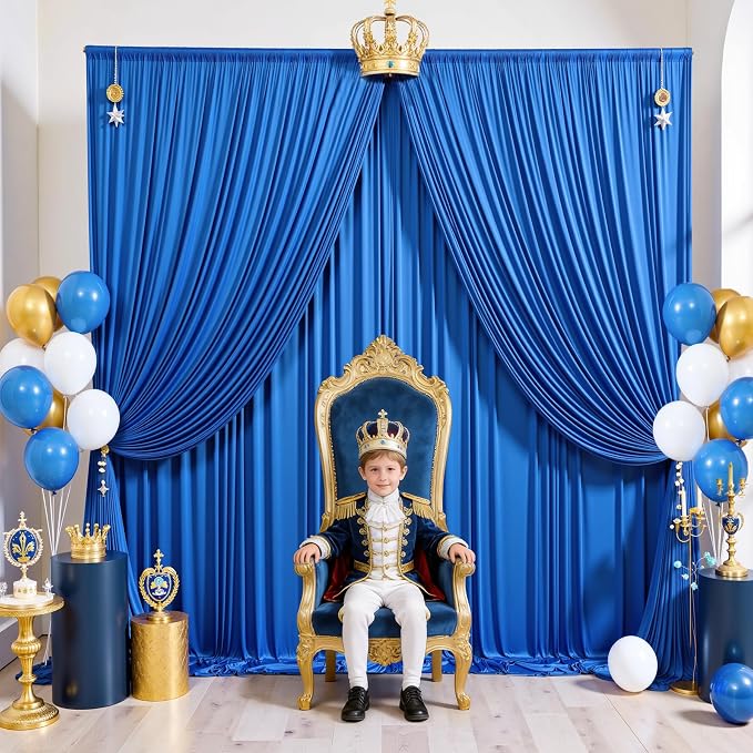 10x12 ft Royal Blue Backdrop Curtains for Weddings, Birthdays and Photos | 2 Panels 5x12 ft, Wrinkle-Free Polyester Drapes, Washable, Ironable, 4 in Rod Pocket for Baby Showers Photography Background - Image 9