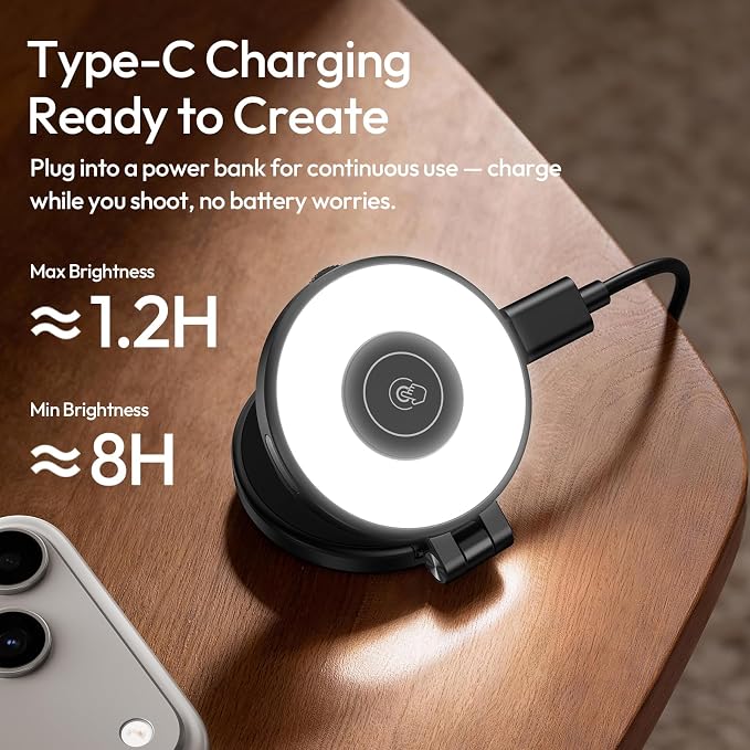 ULANZI LM21 Dual Sided Magnetic Phone Selfie Ring Light for iPhone/Android | for MagSafe, 8000K CRI≥95, Touch Control, Extendable, Rechargeable, for Vlog,Video Call,TikTok,Video Call,Live Stream - Image 6
