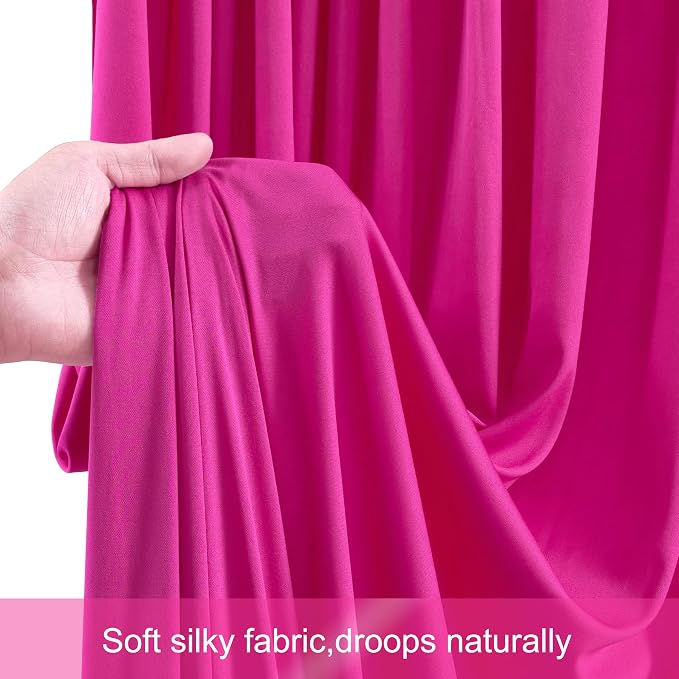 8 Panels Hot Pink Backdrop Curtains for Wedding Party Wrinkle Free Backdrops Curtain Drapes Fabric Decorations Fuchsia Photo Back Drop for Baby Shower Photography Stage Reception 40ft(W) x 12ft(H) - Image 6