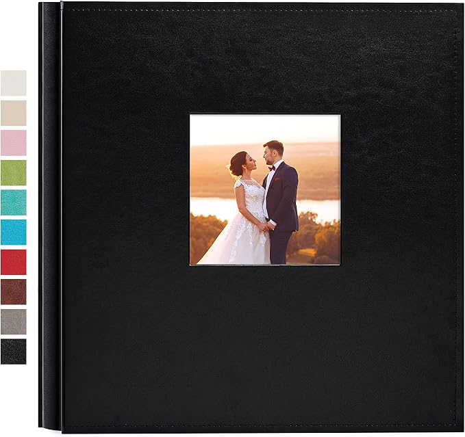 potricher Large Photo Album 4x6 600 Photos, Leather Cover, Black | Large Capacity Picture Albums with 600 Horizontal and Vertical Pockets, Photo Book for Family, Wedding, Anniversary, Baby by potricher