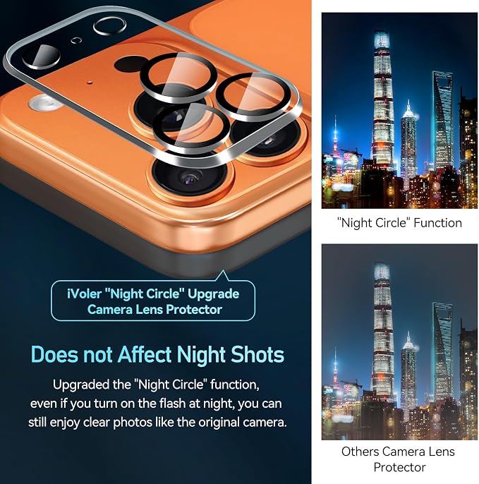 ivoler Camera Lens Protector for iPhone 17 Pro 6.3'', 4-Pack | Screen Protector Tempered Glass[Case Friendly][New version],Scratch-Resistant,Easy Installation,Clear+Black Circle - Image 6