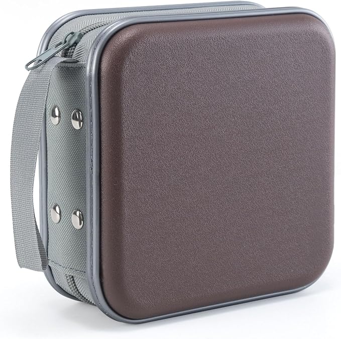 LIOVODE DVD Case, 48 Capacity Hard Plastic CD Case Holder for Car | DVD Storage, Hand Strap, Zipper Closure, Scratch-Resistant Sleeves, CD Storage for Music Blu-Ray Game Disc for Travel Office by LIOVODE