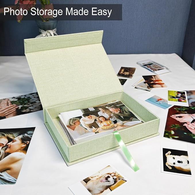 8x10" Archival Photo Storage Box with Lid – Stackable Memory Keepsake Organizer for Photos, Certificates, Jewelry & Scrapbooking Supplies, Photo Cases and Postcard Keeper Storage Container Box Green - Image 4