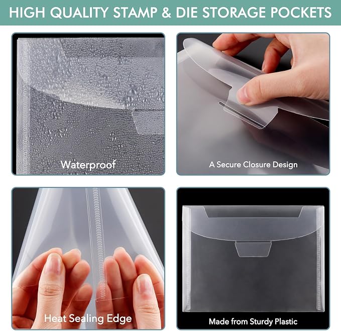 30Pieces Clear Stamp and Dies Storage Bags,Plastic Scrapbooking Storage Bags 7.5x5.5inch Die Storage Pockets Resealable Plastic Envelopes Pockets for with Label Stickers for Cutting Dies Stencil Craft - Image 6