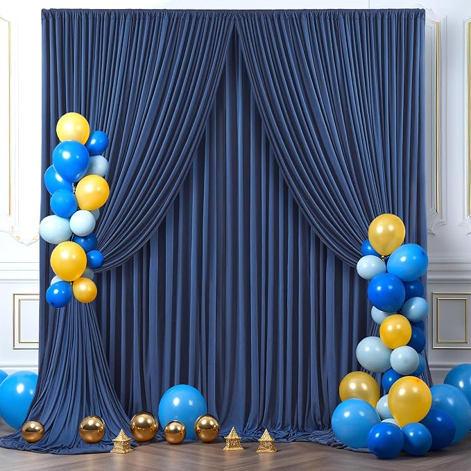 4 Panels Navy Blue Backdrop Curtains for Wedding Party Wrinkle Free Backdrops Curtain Drapes Fabric Decorations Photo Back Drop Cloth for Baby Shower Photography Stage Reception 20ft(W) x 12ft(H) - Image 4