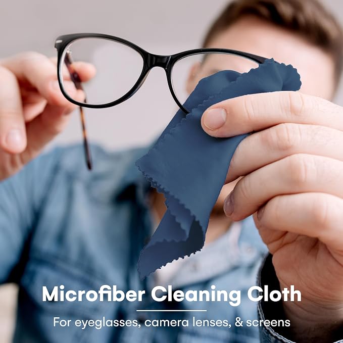 Care Touch Eyeglass Cleaning Cloth - 12 Pack of Microfiber Cleaning Cloth for Glasses, Lenses, Phones and Screens - Large, Lint-Free, Reusable and Scratch-Free - 6 x 7 Inches - Navy - Image 2