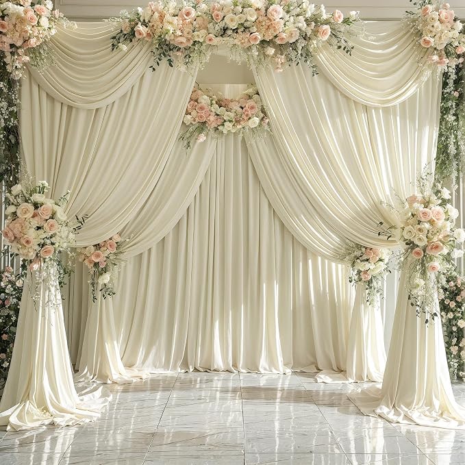 8 Panels Backdrop Curtains for Wedding Party Wrinkle Free Beige Backdrops Curtain Drapes Fabric Decorations Photo Back Drop Cloth for Baby Shower Photography Stage Reception 40ft(W) x 12ft(H) - Image 9