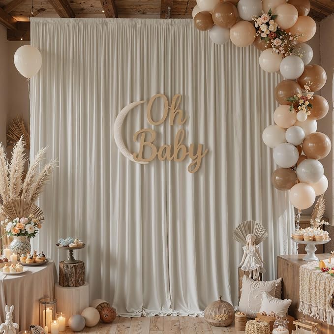 10x10ft Wrinkle Free Beige Backdrop Curtains for Parties, 2 Panels 5x10ft Silky Polyester Photo Backdrop Drapes Back Drop Cloth Drapery for Wedding Birthday Photography Background - Image 7