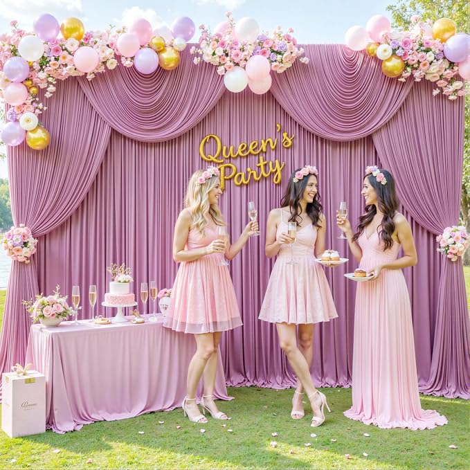 Dusty Pink Backdrop Curtain for Parties Wedding Wrinkle Free Pink Photo Curtains Backdrop Drapes Fabric Decoration for Birthday Party Baby Shower 5ft x 7ft,2 Panels - Image 3