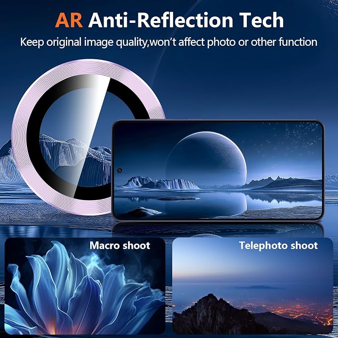 for Samsung Galaxy S26 Camera Lens Protector, Individual Metal Ring Tempered Glass Lens Cover, [Strong Adsorption] Scratch Resistant Ultra-Thin HD Clear Lens Cover, 1 Set-Lavender - Image 3