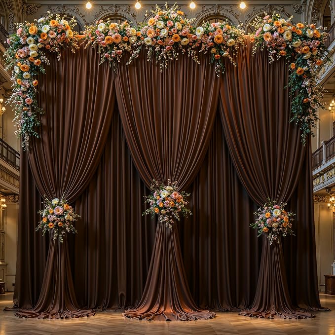 Dark Brown Backdrop Curtains-Wrinkle-Free Polyester Photography Drapes Party Curtain Background for Baby Shower Wedding Decorations- 32 X10FT - Image 5