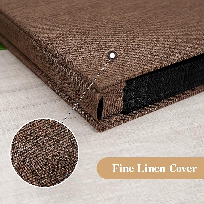 potricher Photo Album 4x6 Pictures, 100 Pockets, Linen Cover, Brown | Linen Cover, Front Window, Large Capacity 4x6 Picture Albums, Photo Book for Family, Wedding, Anniversary, Baby, Keepsake - Image 6