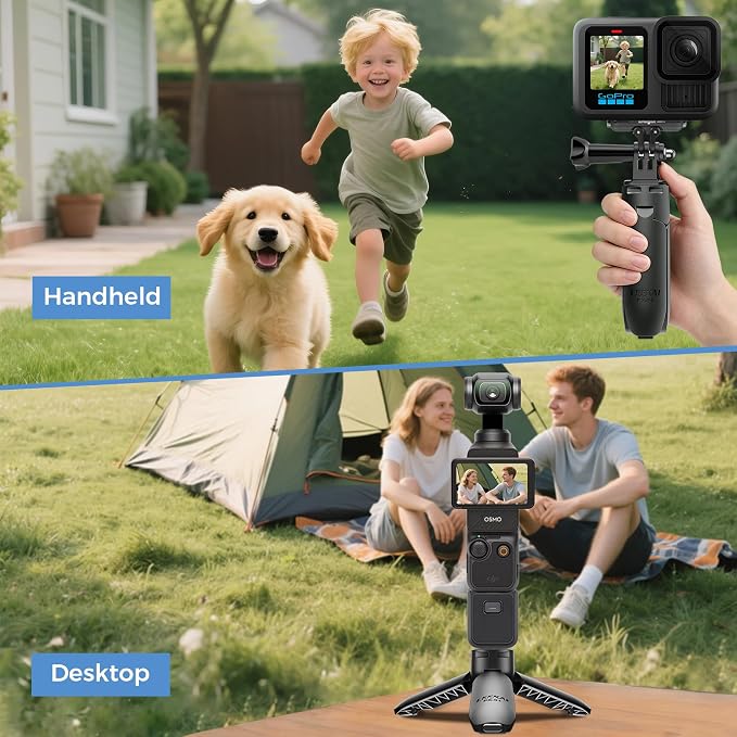 0.01S Auto Open Mini Tripod for DJI Osmo Pocket 4P/4/3&Insta360 Luna Ultra | LEEKAI PX01 Automatic Desktop Stand & Grip with 1/4"Screw for Action 6/5 Pro/4/3, Insta360 X5/X4/X3, Gopro, Xtra Muse - Image 5