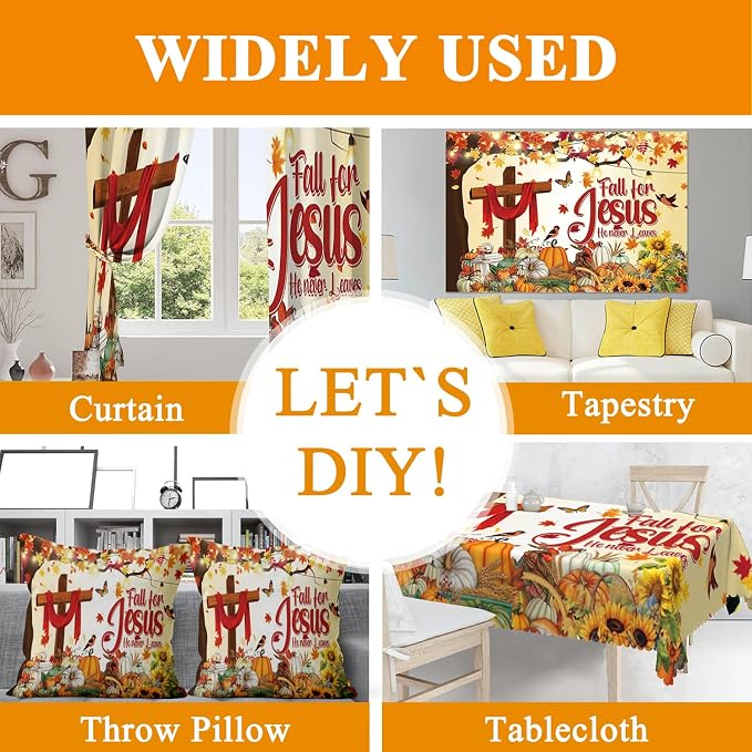 Thanksgiving Banner 12x8ft Polyester Fall for Jesus He Never Leaves Banner Outdoor Happy Thanksgiving Backdrop Fall Decorations for Party Pumpkin Patch Backdrop - Image 7