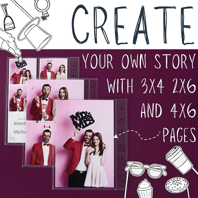 Photo Album For 2X6 Photo Booth Slip In Strips And 4X6 Pictures - 6 Ring Notebook Binder With 20 2 By 6 Sleeves - Fits 80 Photobooth Prints (PHOTO SLEEVES, 2X6) - Image 7