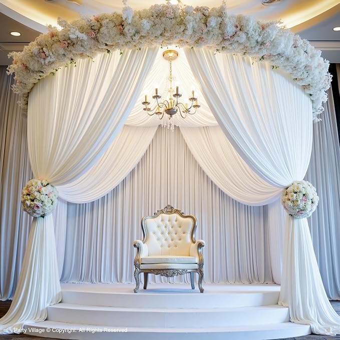 20x12 ft White Backdrop Curtains for Weddings Parties, Birthdays and Photos | 4 Panels 5x12 ft, Wrinkle-Free Polyester Drapes, Washable, Ironable, 4 in Rod Pocket for Baby Showers Photography Background - Image 9