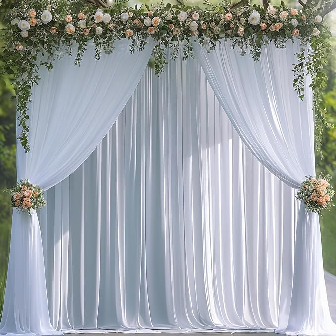 White Backdrop Curtain for Wedding Parties Backdrop Drapes 10x8FT | Wrinkle Free Polyester Curtain Backdrop White Draping Fabric for Backdrop Photoshoot Birthday Party Background,2 Panel 5x8FT - Image 6