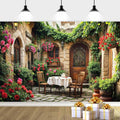 8X6ft Italian Theme Backdrop Italy Town Street Backdrop for Photography, Europe Village Town Landscape Photography Background Garden Tea Party Barnner Photo Studio Props, Color-1 by DRGILAU