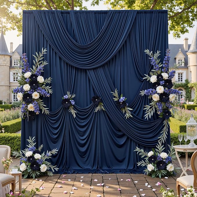 20ftx10ft Navy Blue Backdrop Curtains for Parties, Wrinkle Free Navy Photo Curtains Backdrop Drapes 4 Panels Back Drop Cloth Drapery for Wedding Birthday Photography Background - Image 5
