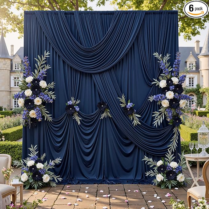 30ftx10ft Navy Blue Backdrop Curtains for Parties Wrinkle Free 6 Panels Navy Photo Backdrop Drapes Back Drop Cloth for Wedding Birthday Photography Background by CO-AVE