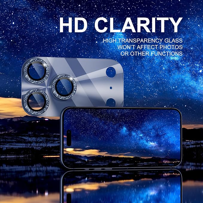 Choiche for iPhone 17 Pro Camera Lens Protector, Light-Deep Blue | Bling Metal Camera Cover with 9H Tempered Glass Lens Screen Protector Accessories, Strong Adsorption, Case-Friendly, 6.3-inch - Image 6
